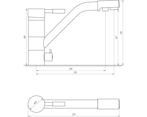 Змішувач для кухні під осмос Globus Lux LAZER GLLR-0555-8-STSTEEL