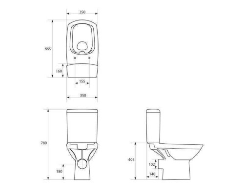 Компакт Cersanit 559 CARINA CLEAN ON 011 3/5л. низ., гориз., компл. з кришкою LIFT