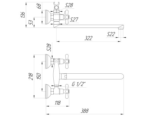 Змішувач для ванни Globus Lux GB-DOMINOX-0316