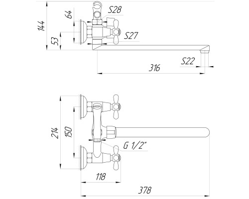 Змішувач для ванни DOMINO DBF-129-35F-SHARM