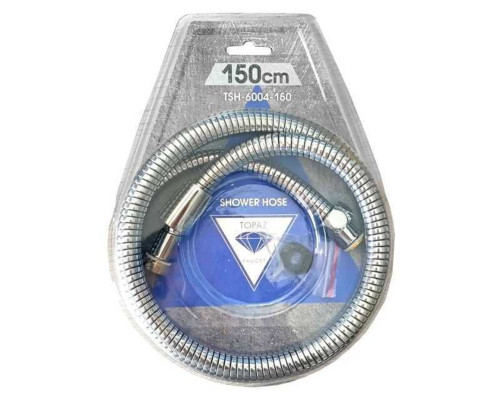 Шланг для душу TOPAZ TSH-6004-150 хром 150см посилений рухома гайка, Blister
