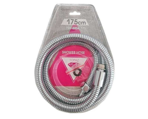 Шланг для душу TOPAZ TSH-6004-175 хром 175см посилений рухома гайка, Blister