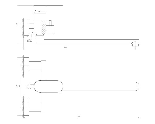 Змішувач для ванни TOPAZ BARTS TB 07116-H36