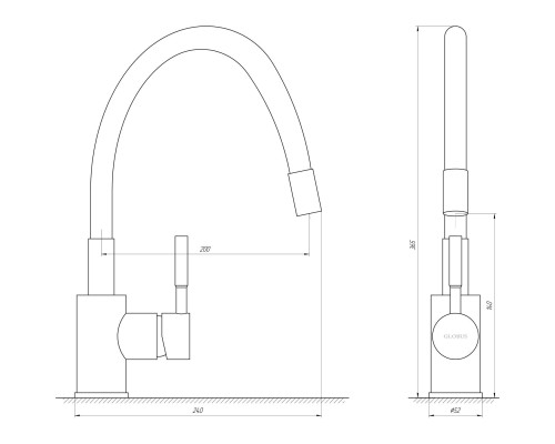 Змішувач для кухні Globus Lux LAZER GLLR-0203SB