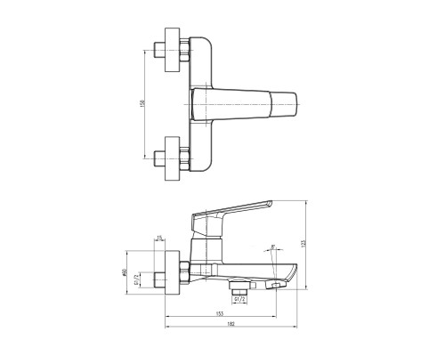 Змішувач для ванни TOPAZ LEXI TL21101A-H57-0