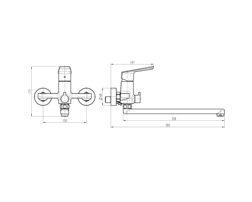 Змішувач для ванни TOPAZ LEXI TL21208-H57-0