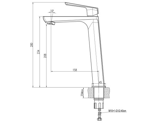 Змішувач для умивальника TOPAZ LEXI  TL 21203-H57
