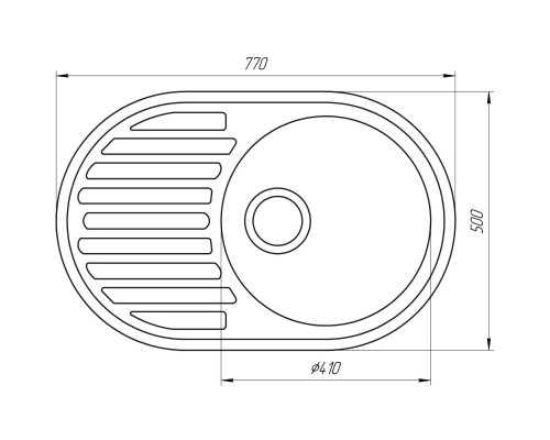 Гранітна мийка Globus Lux OHARA чорний металік 770х500мм-А0001