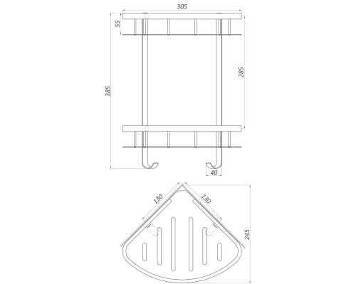 Полка подвійна кутова Globus Lux BS8422