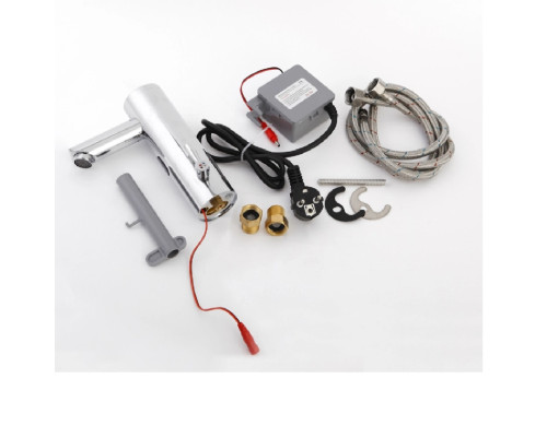 Змішувач сенсорний для умивальника HOTEC 19.115-DC/AC (220V/6V) з трансформатором,латунний Hot/Cold