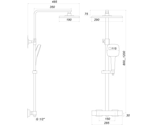 Душова система Globus Lux Termostatic  GLQ-0040T-BB