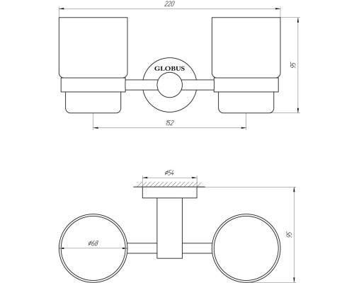 Стакан подвійний Globus Lux BS8428 чорний матовий SUS304