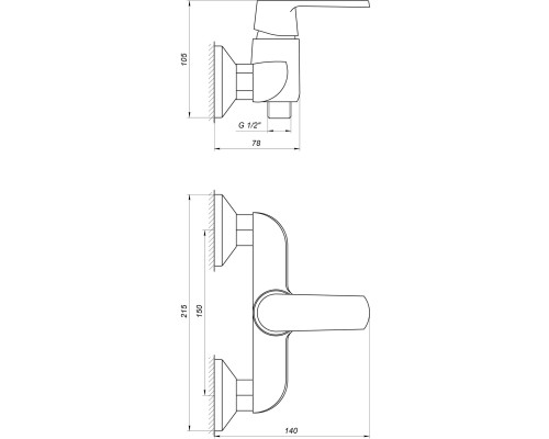 Змішувач для душу Globus Lux Laguna GLA-0105-7-WHITE