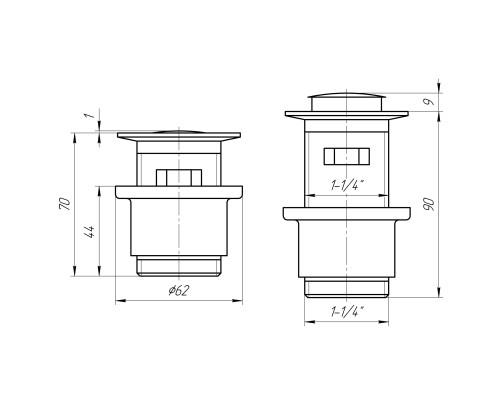Донний клапан Globus Lux HG-041S-S- BR (Click-clack) Стального кольору