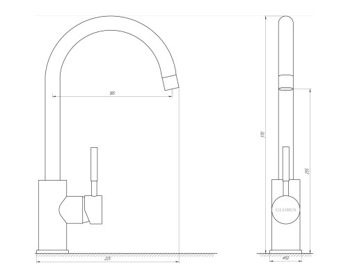 Змішувач для кухні Globus Lux LAZER GLLR-0203S-10-BB