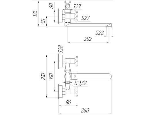 Змішувач для ванни Globus Lux DUKAT SD4-102N