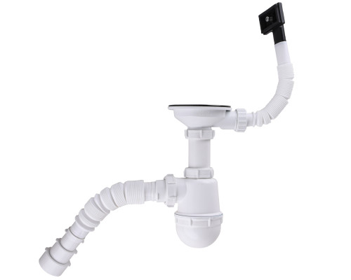 Сифон Waterstal А - 4007  під сталеву кухону  мийку   1/2 40 з переливом, з гнучкою трубою