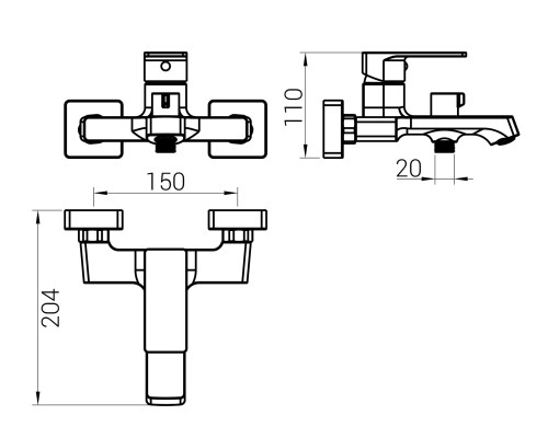 Змішувач для ванни DOMINO Dionis DDD-102NE  европеремикач