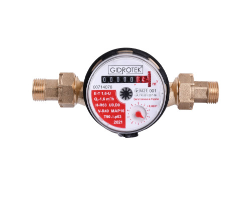 Лічильник гарячої води Gidrotek E-T 1,6U 1/2″ зі штуцером (110мм)