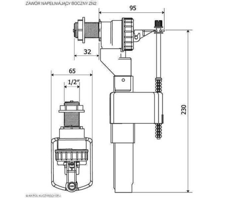 Клапан заповнення K.K.POL ZN2/102- 1/2″ МО, бок. латунь