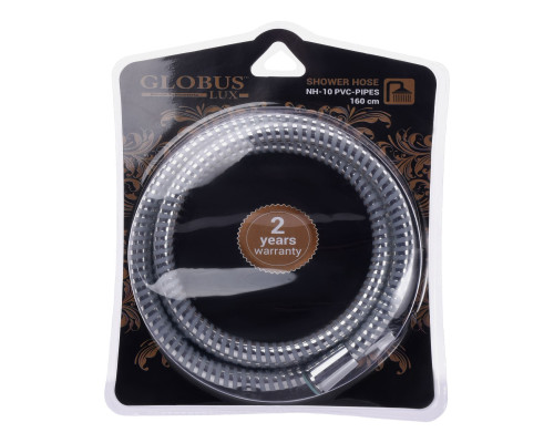 Шланг душовий Globus Lux NH-10-160 силіконовий PVC ХРОМ,довжина 160см-(тип HGrohe),блістер