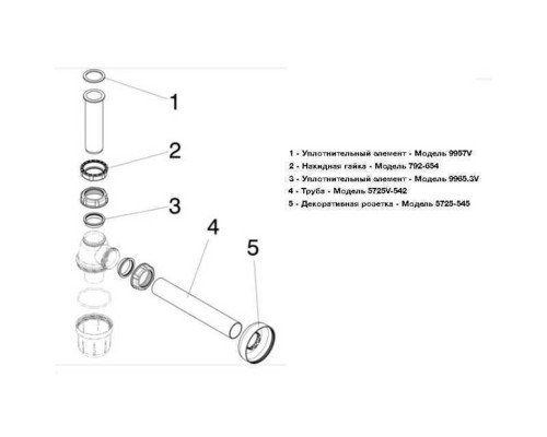 Сифон для раковини  VIEGA 1 1/4″х1 1/4″  пластик білий бутил. б/г 108694