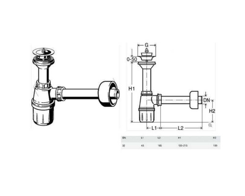Сифон для раковини VIEGA  1 1/4 x 1 1/4″ пластик білий бутил. з/г 573966 (103927)