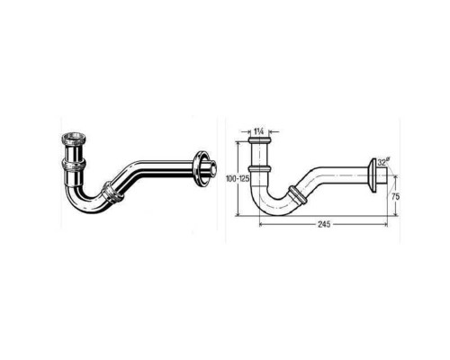 Сифон для бІде VIEGA 1 1/4″х1 1/4″ хром трубний 103781