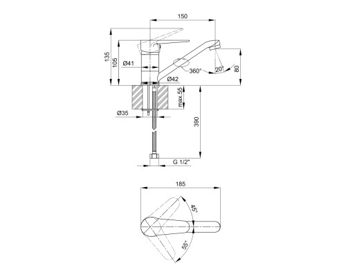 Змішувач для кухні Lidz Nicole 002M (k35) LDNIC002MCRM21879 Chrome
