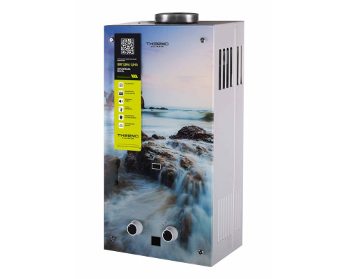 Колонка газова димохідна Thermo Alliance JSD20-10GA 10 л панель скляна з малюнком море