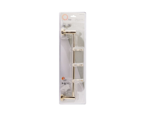 Тримач для рушника Qtap Liberty 3 гачка 365 мм QTLIBORO11543 Gold