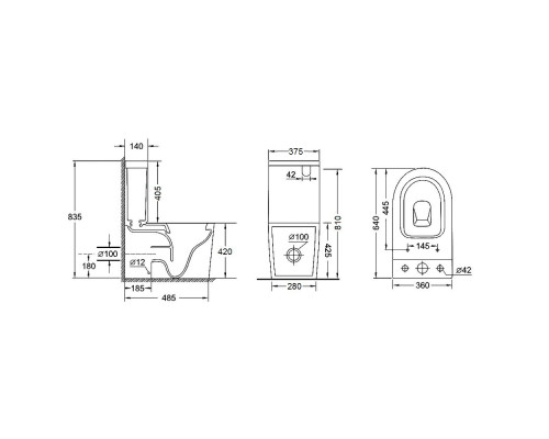 Унітаз-компакт Qtap Stork/Swan безобідковий з сідінням Soft-close QT15222178W