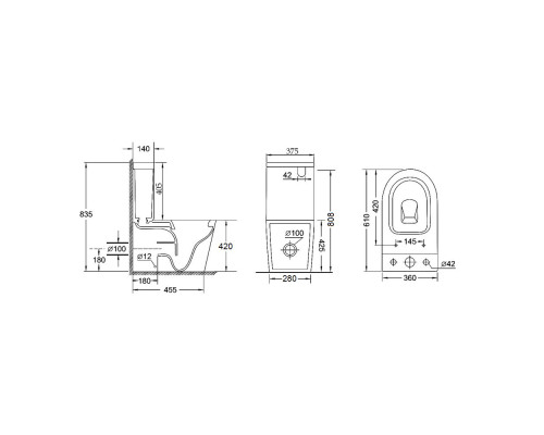 Унітаз-компакт Qtap Stork/Swan безобідковий з сідінням Soft-close QT15222179W