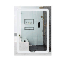 Дзеркало Qtap Mideya (DC-F937) 600х800 з LED-підсвічуванням Touch, з антизапотіванням, з годинником, димером, рег. яскравості QT2078F937W