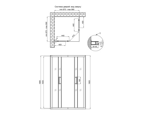 Душова кабіна Qtap Taurus BLA1099SC6 90х90 см, скло Clear 6 мм, покриття CalcLess, без піддона
