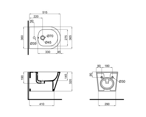 Біде підвісне Qtap Swan 520х360х320 White QT16555378W