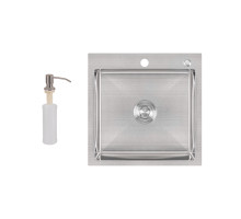 Мийка для кухні інтегрована Lidz Handmade H5050 (LDH5050BRU35375) Brushed Steel 3,0/1,0 мм