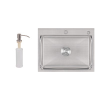 Мийка для кухні інтегрована Lidz Handmade H5845 (LDH5845BRU35384) Brushed Steel 3,0/1,0 мм