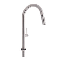 Змішувач для кухні Qtap Lenicka з висувним виливом QTLEN9138103UN Brushed Nickel PVD