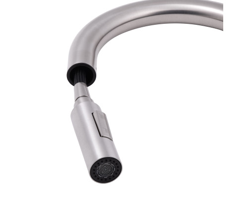 Змішувач для кухні Qtap Lenicka з висувним виливом QTLEN9138103UN Brushed Nickel PVD