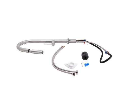 Змішувач для кухні Qtap Lenicka з висувним виливом QTLEN9138103UN Brushed Nickel PVD
