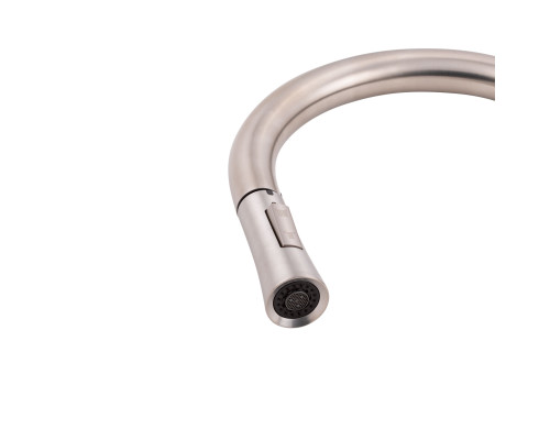 Змішувач для кухні Qtap Baruska з висувним виливом QTBAR9137103UN Brushed Nickel PVD