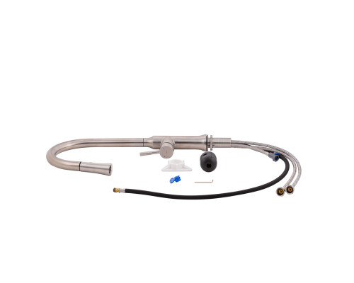 Змішувач для кухні Qtap Baruska з висувним виливом QTBAR9137103UN Brushed Nickel PVD
