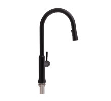 Змішувач для кухні Qtap Baruska з висувним виливом QTBAR9137103UB Black Matt
