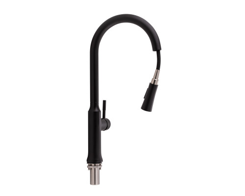 Змішувач для кухні Qtap Baruska з висувним виливом QTBAR9137103UB Black Matt