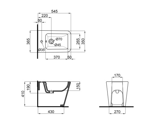 Біде підлогове Qtap Crow 545х360х410 White QT05443370W