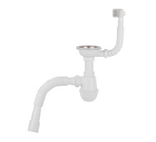 Сифон для кухонної мийки Lidz (WHI) 60 05 M001 01 EURO (вихід 50 мм)