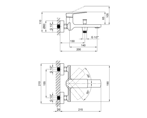 Змішувач для ванни Qtap Slavonice QTSLV3042103DC Chrome
