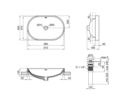 Раковина Qtap Leo 590x400x170 White з донним клапаном QT11114028W