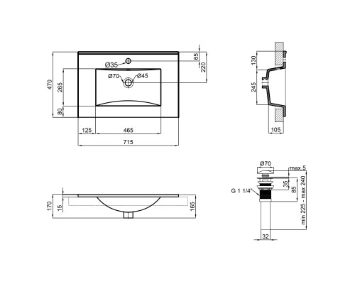 Раковина Qtap Albatross New 710x465x180 White з донним клапаном QT0111750670W